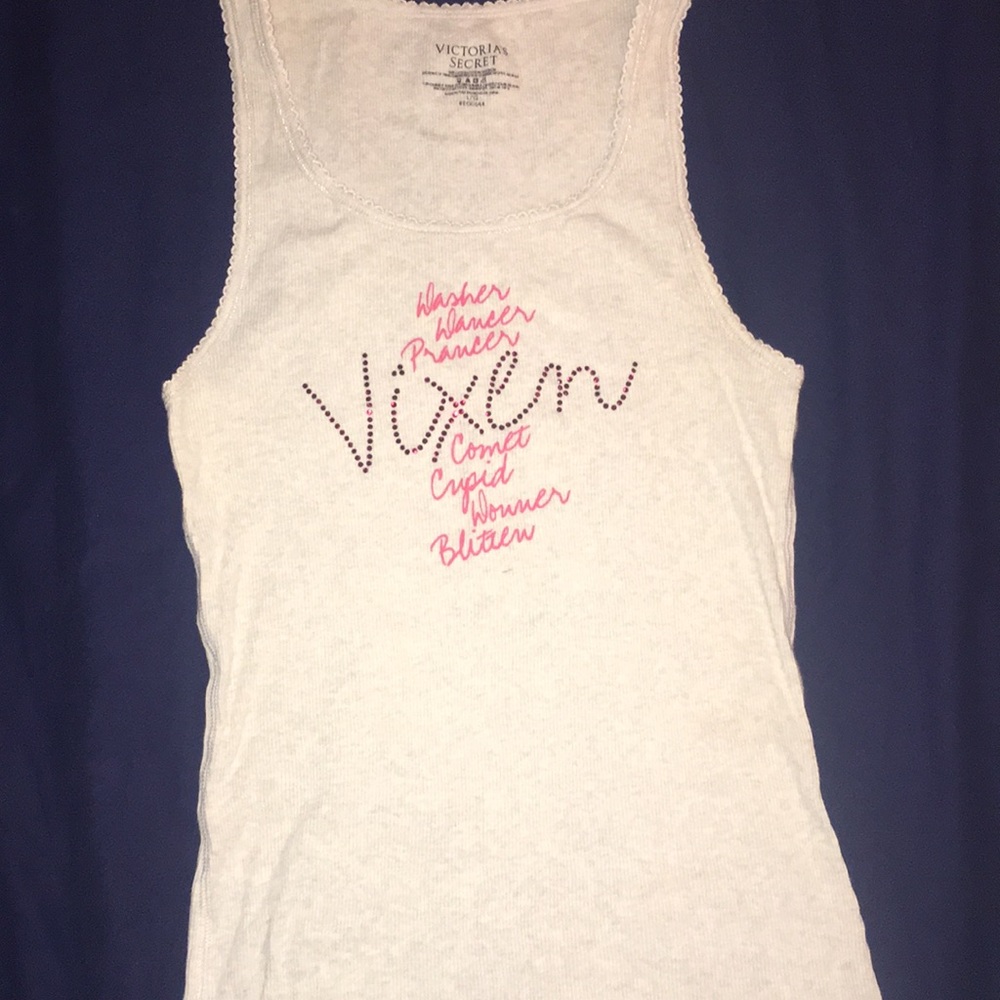 Victoria Secret Ribbed Tank with Reindeer Names